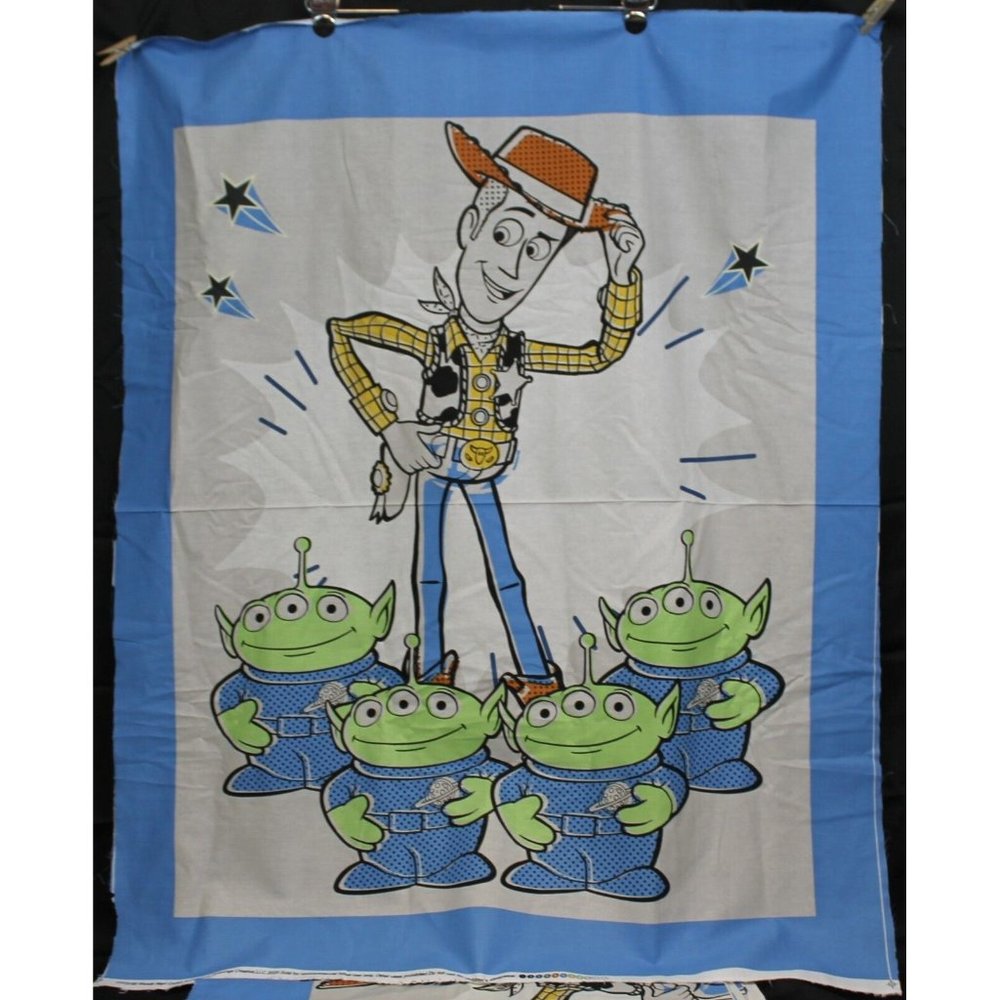 Disney Woody Aliens Toy Story Crowd Print Fabric Springs Creative 1 Yard Panel